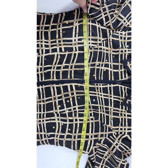 Silkland vintage silk sequin geometric full zip shaket jacket sparkle L large ^^ - Picture 9 of 10